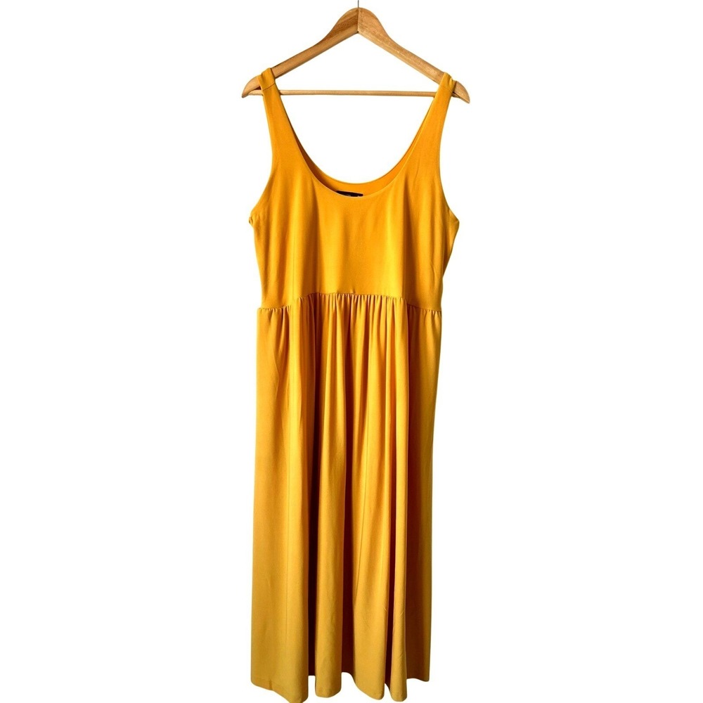 SIMPLY VERA WANG Plus Size 0X Yellow Sleeveless Gathered Waist 16W Midi Dress